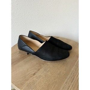 Clarks Pure Tone Black Nubuck Leather Slip On Heeled Loafers Shoes Womens 8.5 M